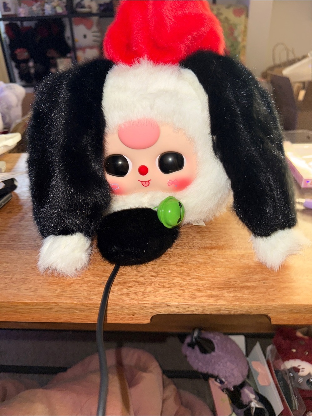 Baby Three Lucky Rabbit Zipper Bag - Red/Black/White